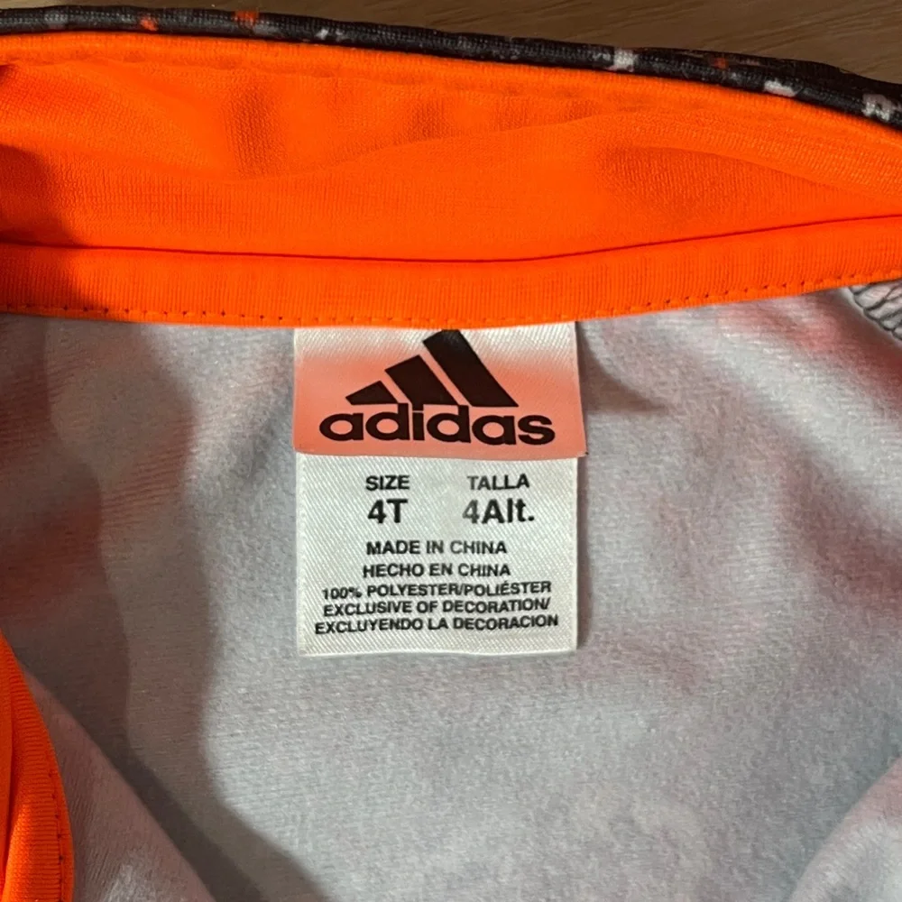 Adidas Kids Orange Black White Gray Track Soccer Sports Full Zip Jacket, size 4T